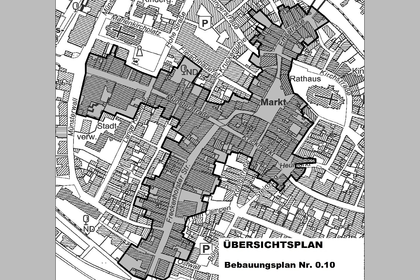 Bebauungsplan Nr. 0.10,Freckenhorster Straße,Münsterstraße,Emsstraße,Markt,Krickmarkt,Heumarkt,Stadt Warendorf,