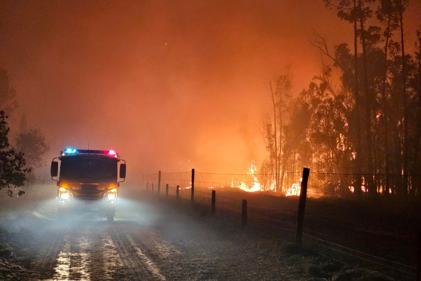 Buschbrände toben bei Millmerran im australischen Queensland.