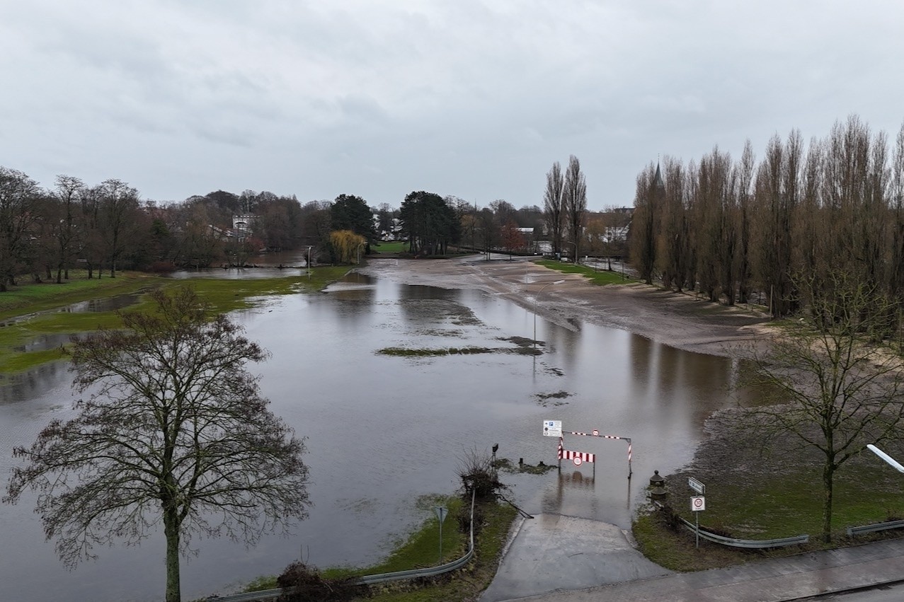 Hochwassersituation,Pegelstände,Feuerwehr,THW,Warendorf,Ems,Hochwasser,