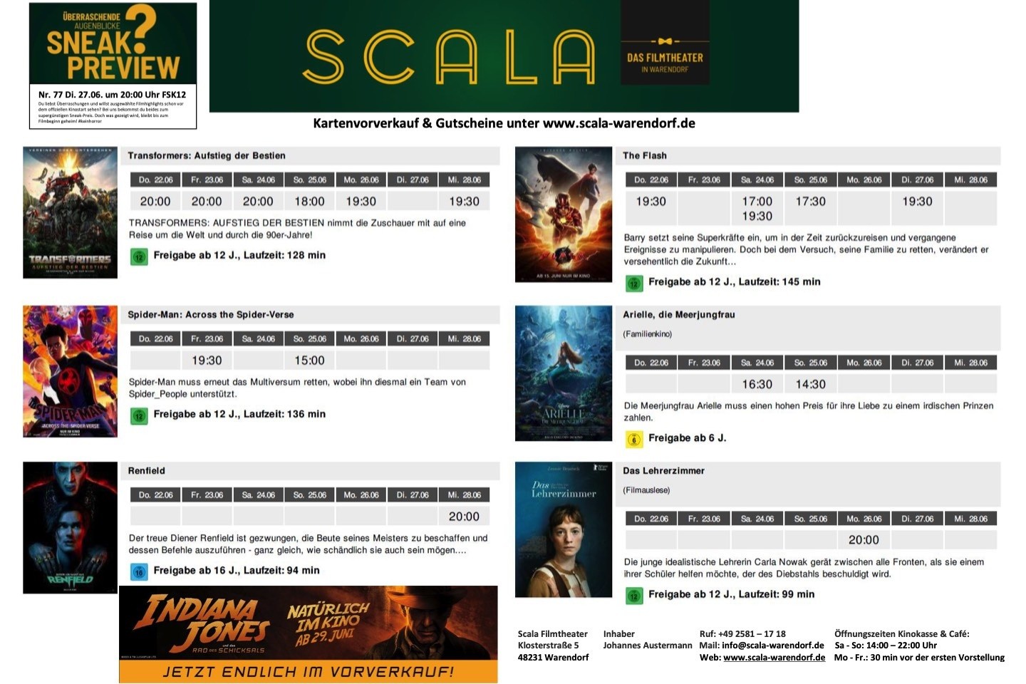 Johannes Austermann,Kinoprogramm,Scala Filmtheater,Warendorf