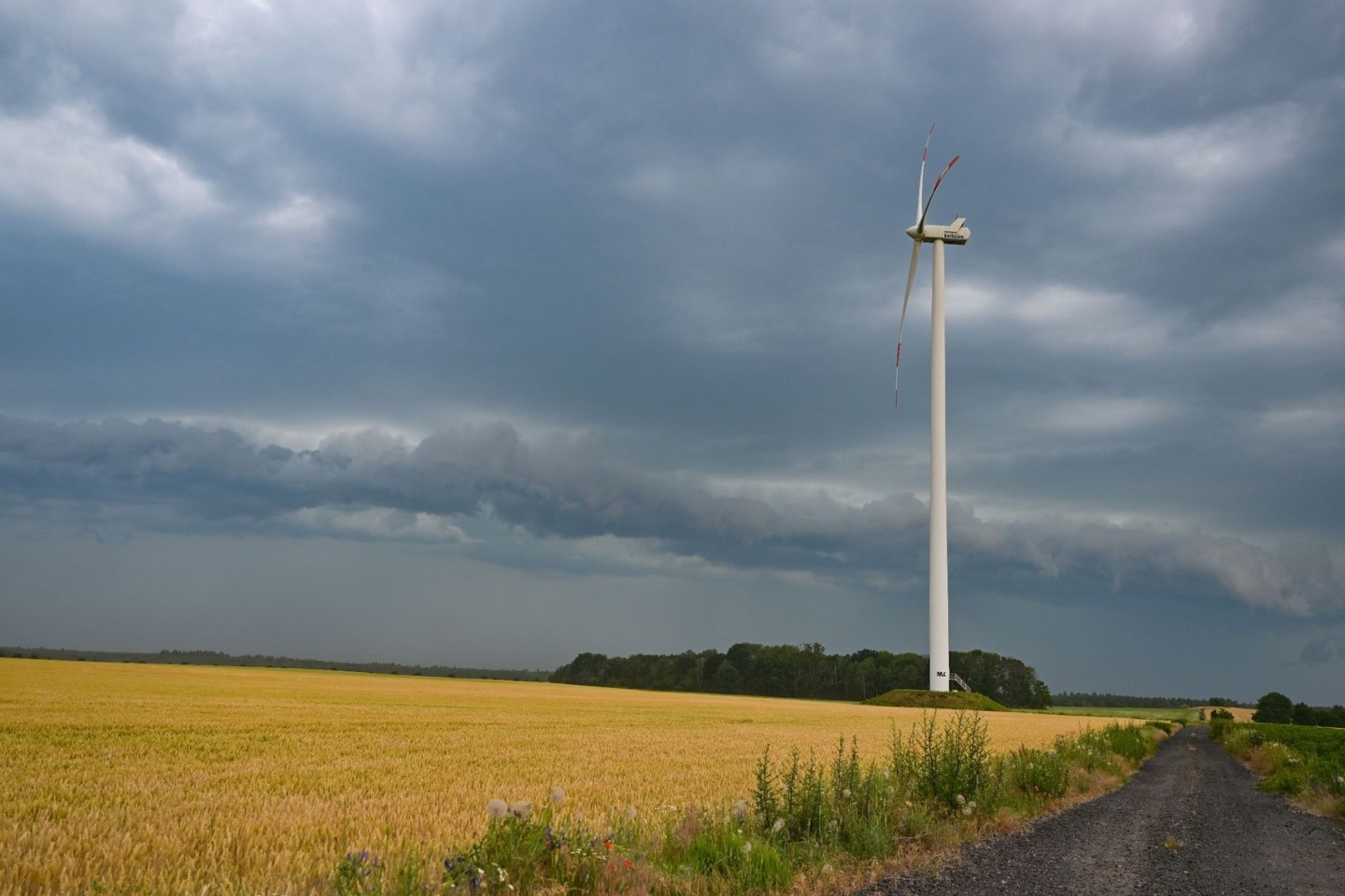 Dunkle Gewitterwolken ziehen über Brandenburg.